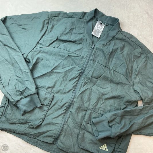 Athletic Jacket By Adidas In Teal, Size: M