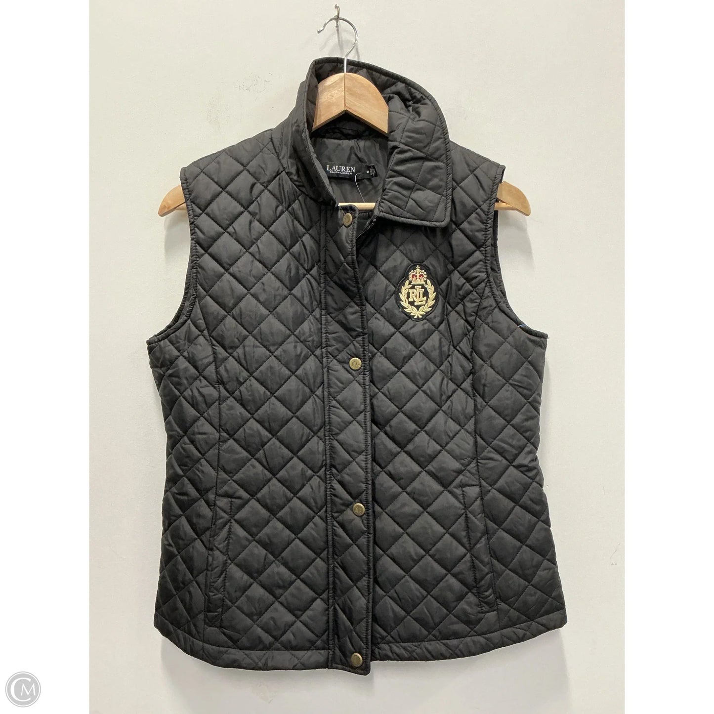 Vest Puffer & Quilted By Lauren By Ralph Lauren In Black, Size: M