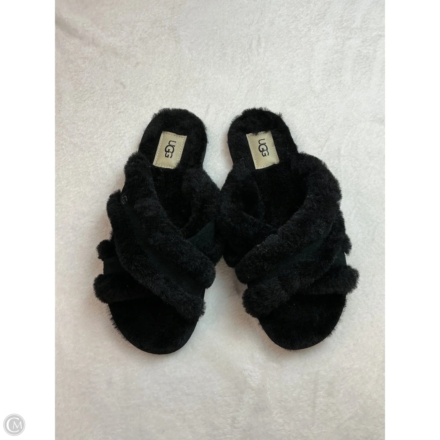 Slippers Designer By Ugg In Black, Size: 8
