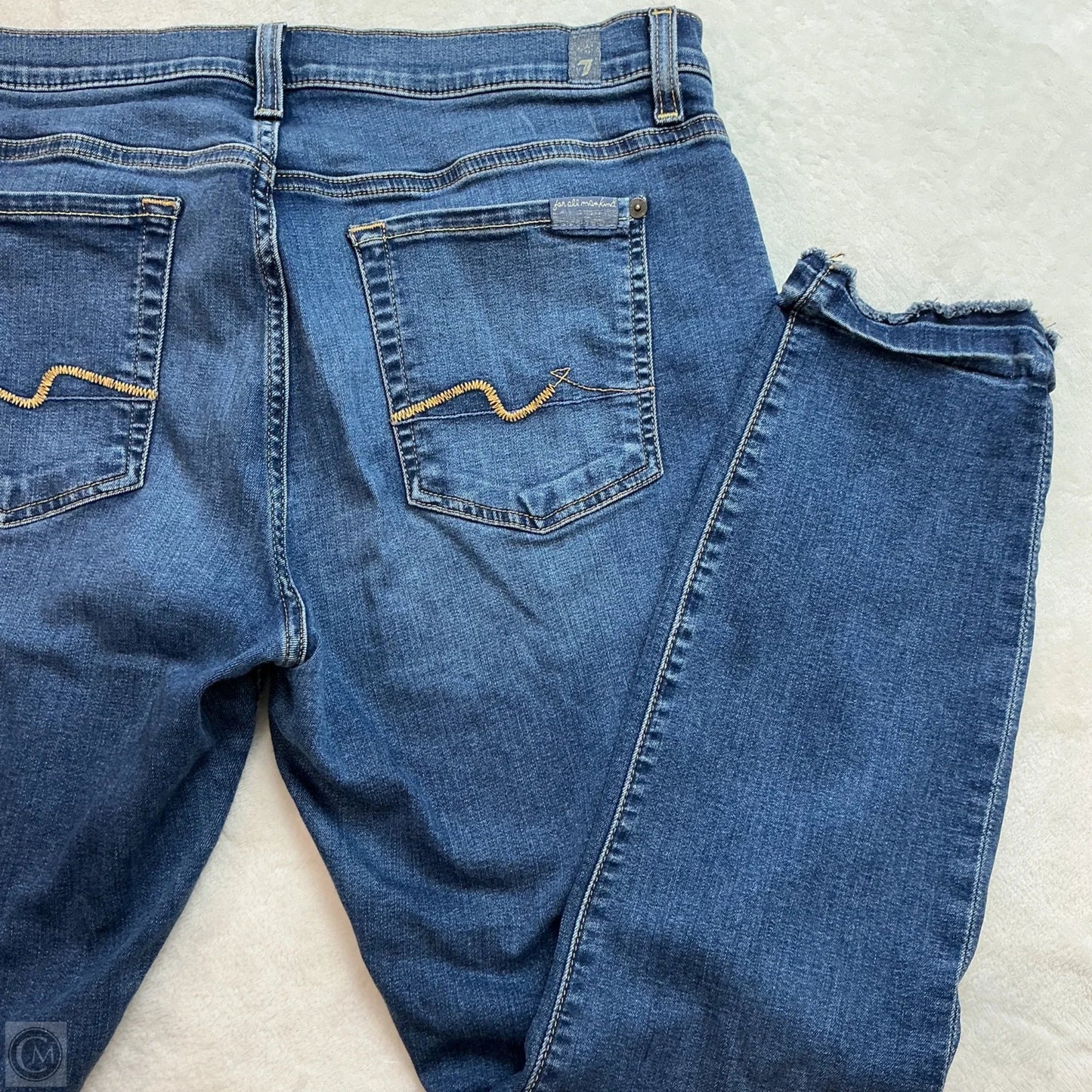 Jeans Skinny By 7 For All Mankind In Blue Denim, Size: 10