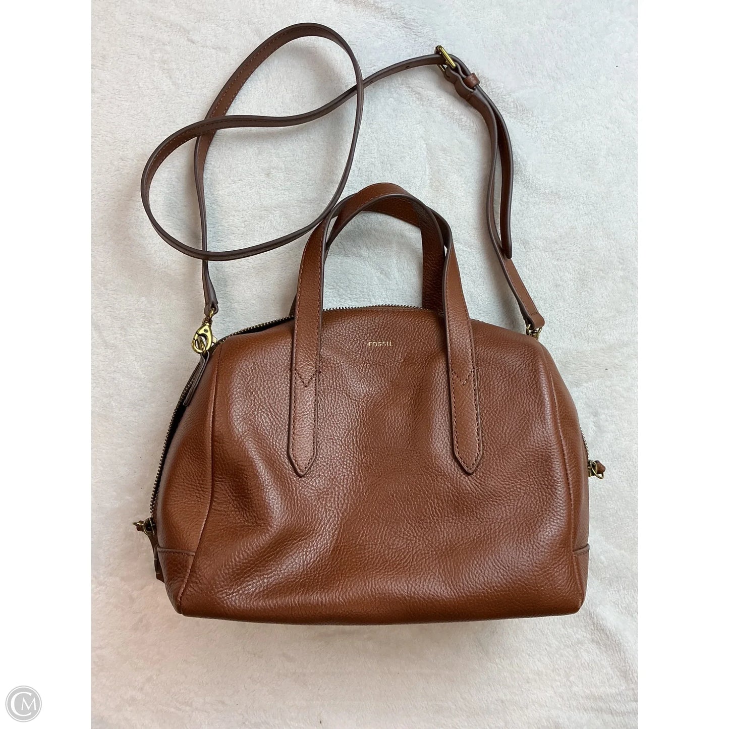 Handbag Leather By Fossil, Size: Medium