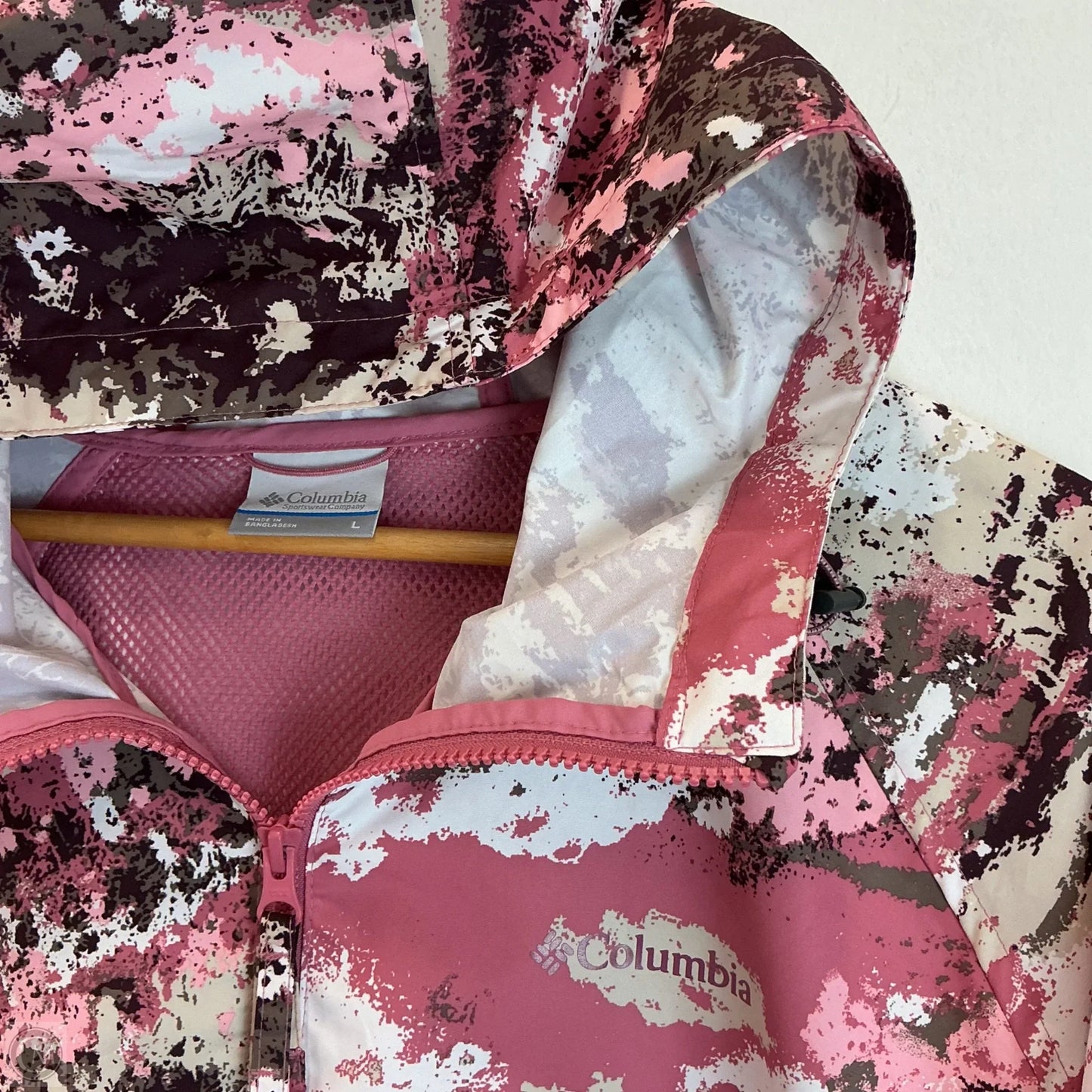 Jacket Windbreaker By Columbia In Pink, Size: L