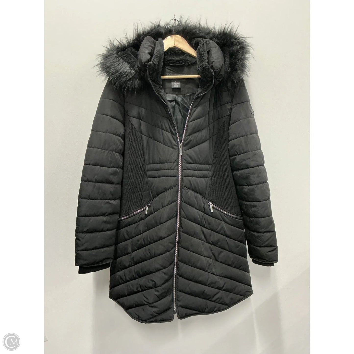 Coat Puffer & Quilted By Dkny In Black, Size: Xl