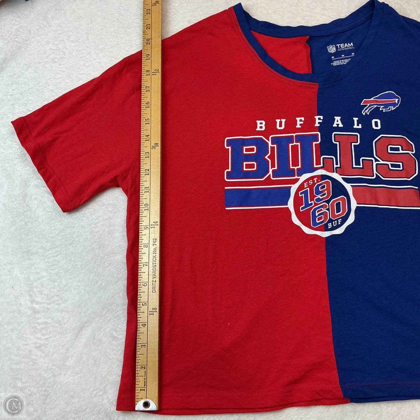 Athletic Top Short Sleeve By Nfl In Blue Red & White, Size: M