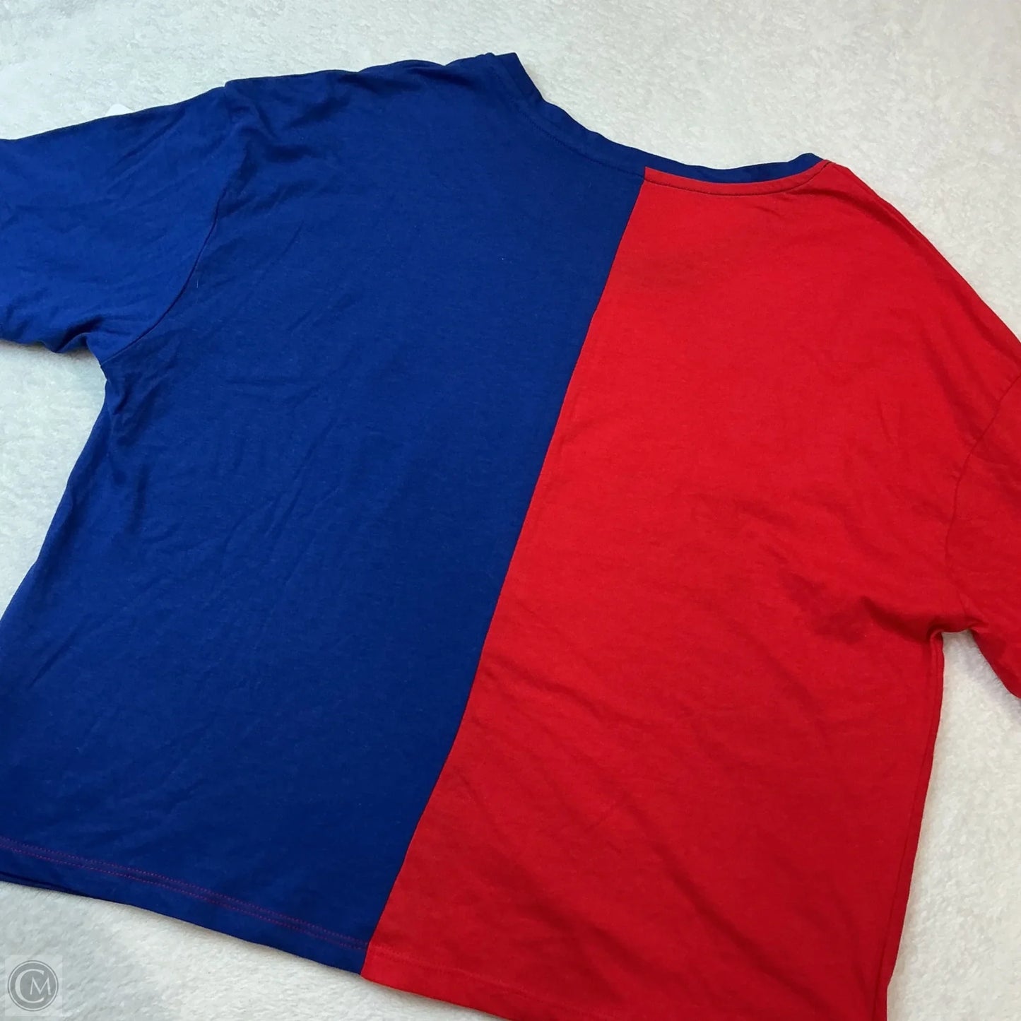 Athletic Top Short Sleeve By Nfl In Blue Red & White, Size: M