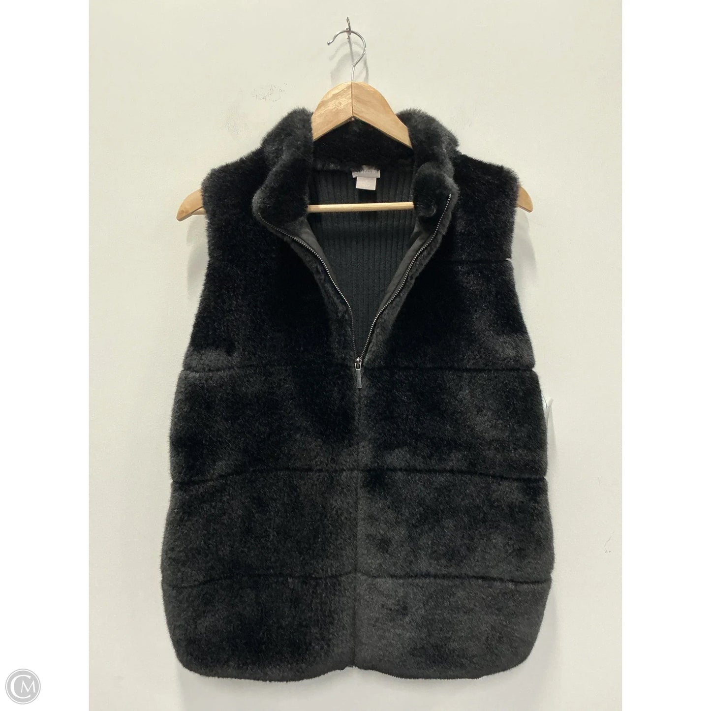 Vest Faux Fur & Sherpa By Chicos In Black, Size: L