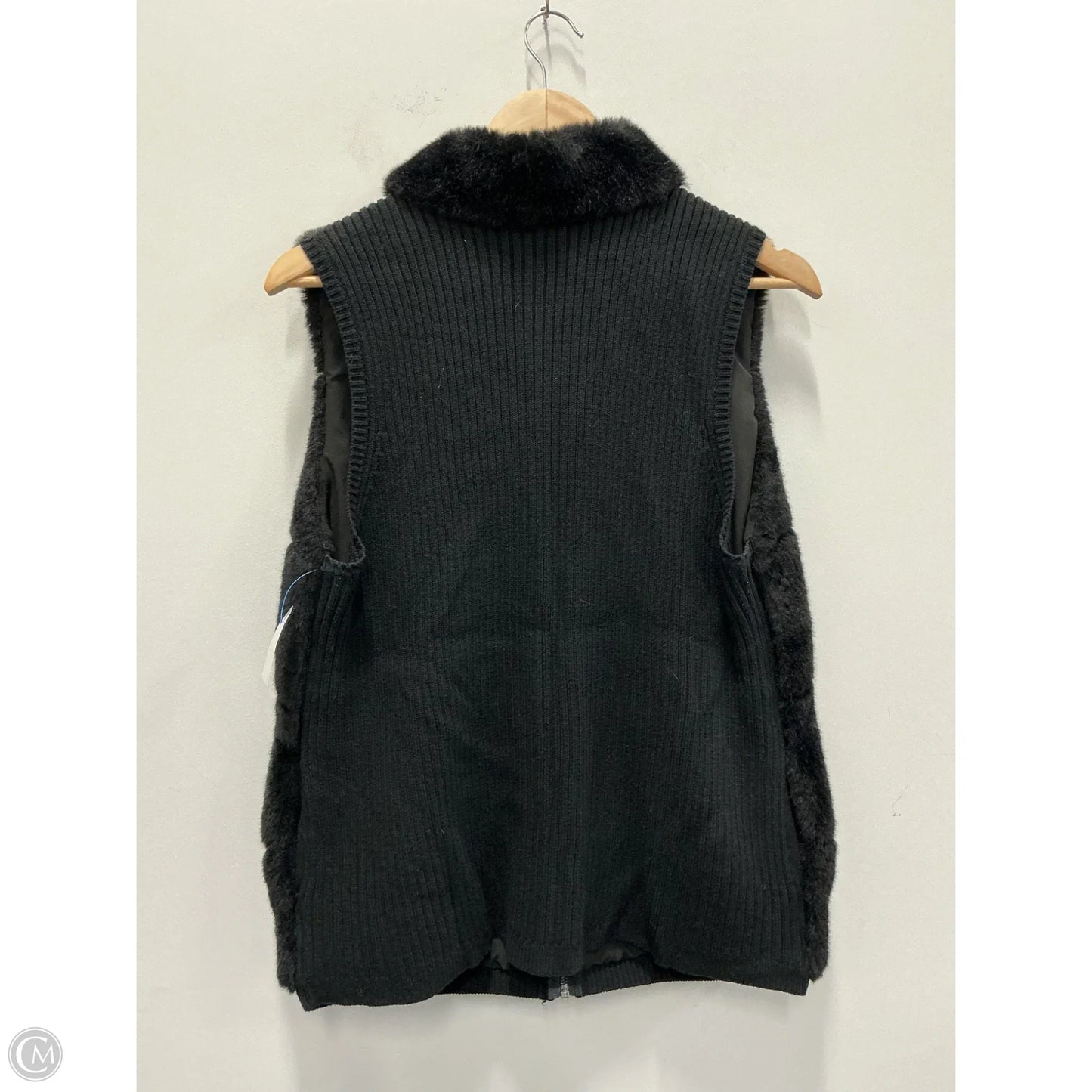 Vest Faux Fur & Sherpa By Chicos In Black, Size: L