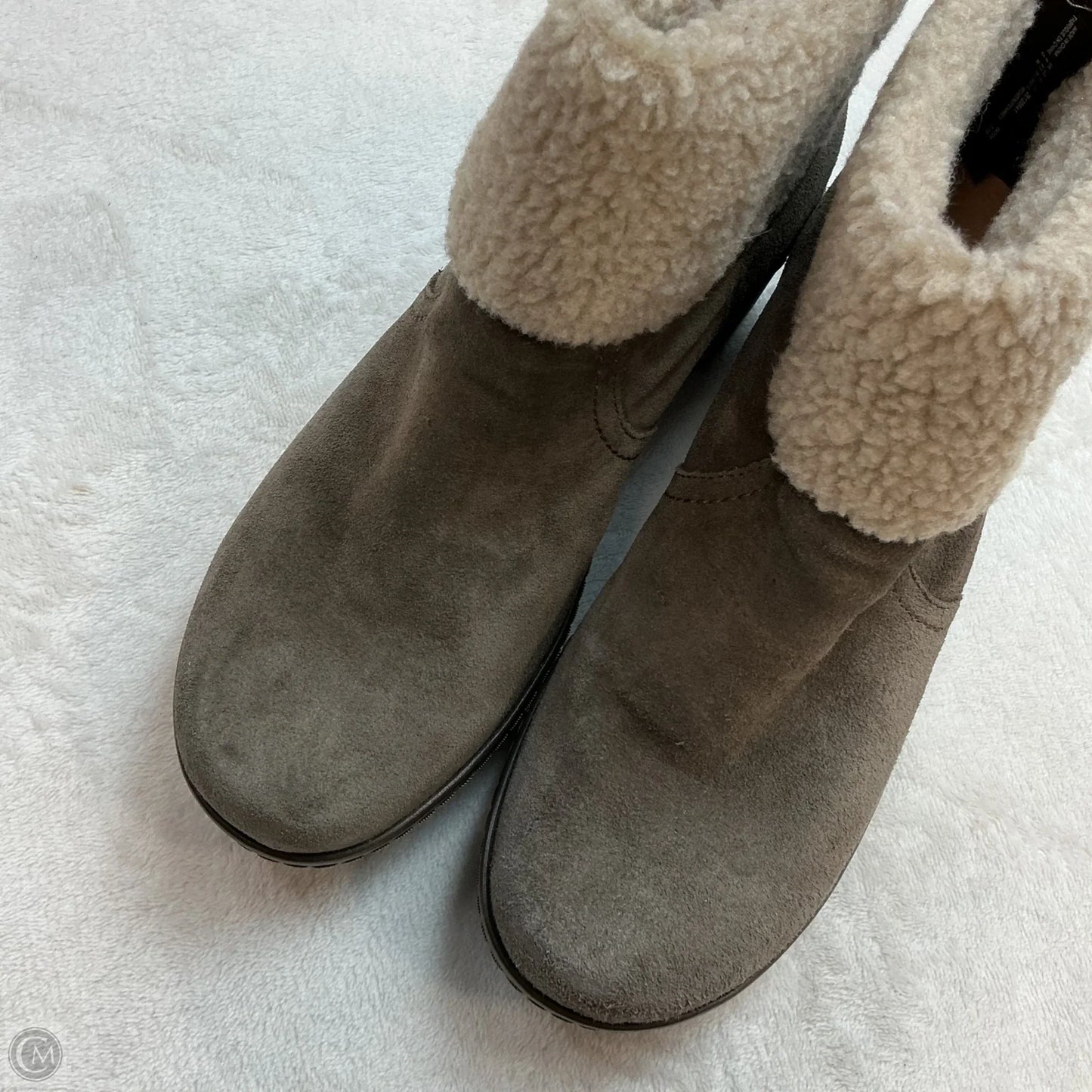 Boots Ankle Heels By Clarks In Grey, Size: 8.5