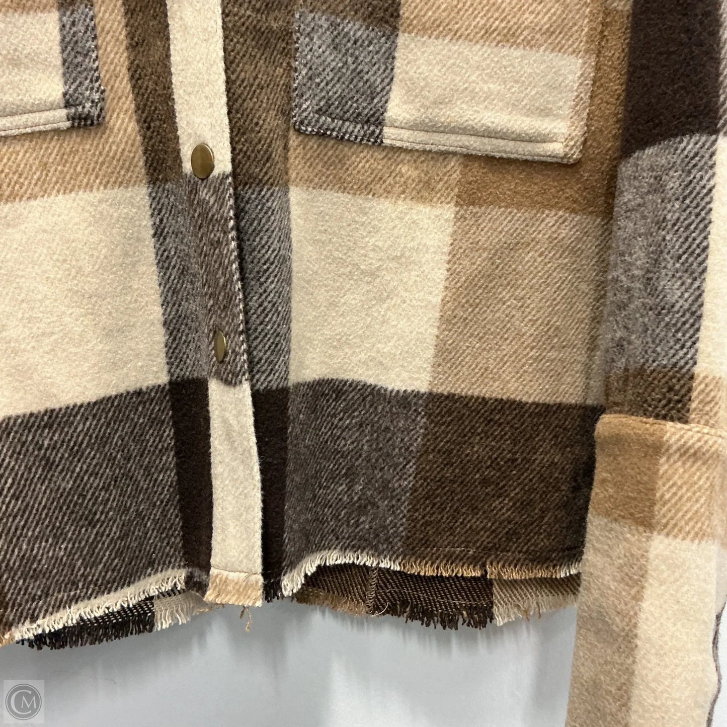 Jacket Shirt By Mustard Seed In Plaid Pattern, Size: M