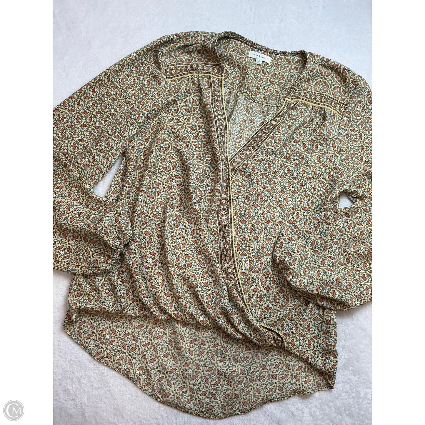 Top Long Sleeve By Max Studio In Yellow, Size: L