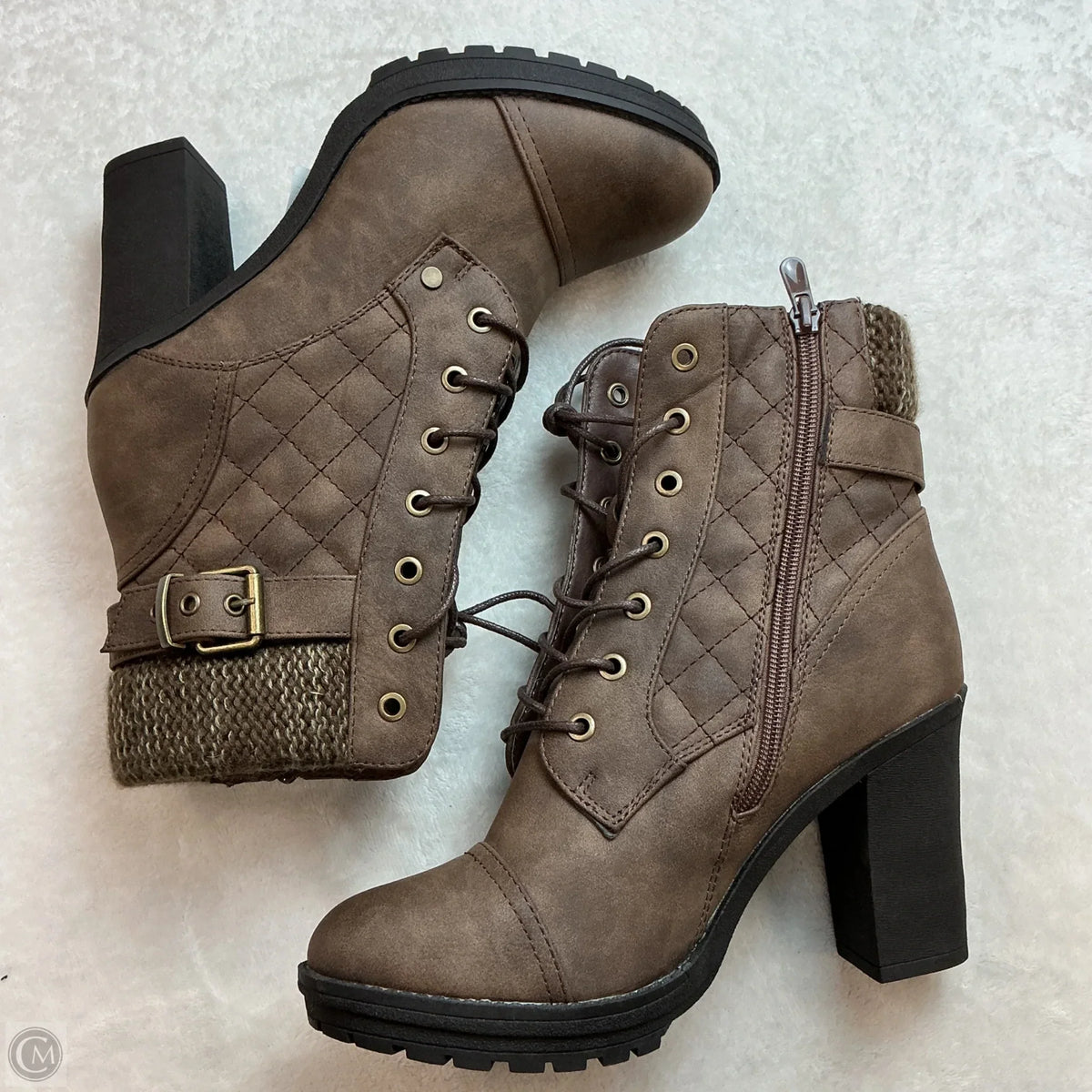 Boots Ankle Heels By Clothes Mentor In Brown, Size: 8