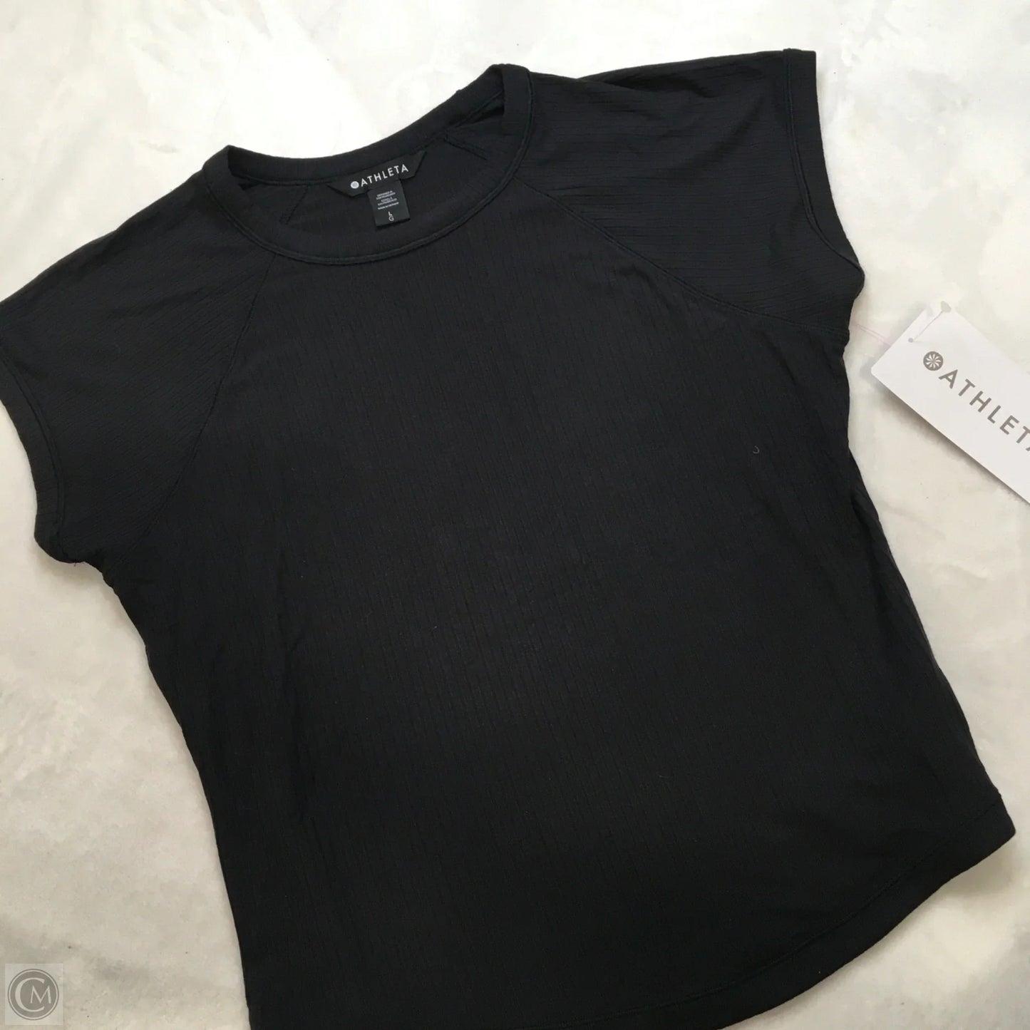 Athletic Top Short Sleeve By Athleta In Black, Size: L