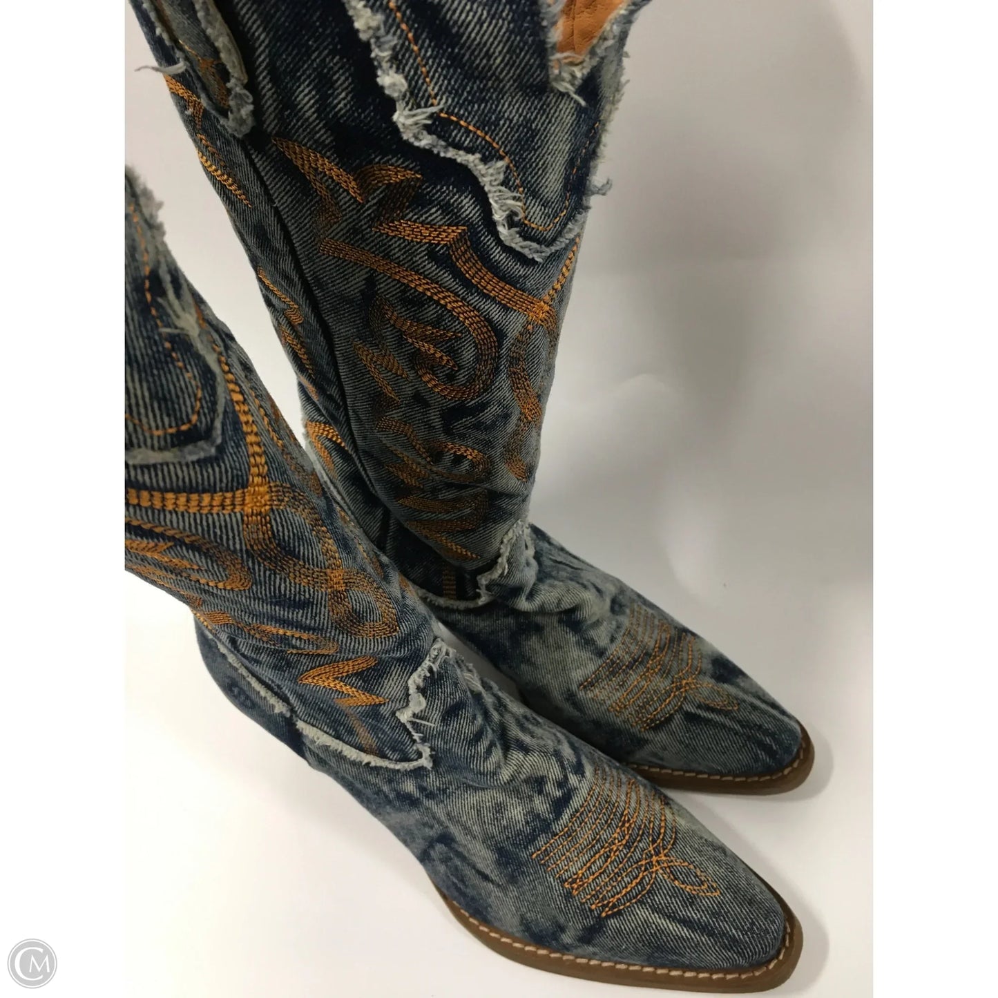Boots Western By Dingo In Blue Denim, Size: 7