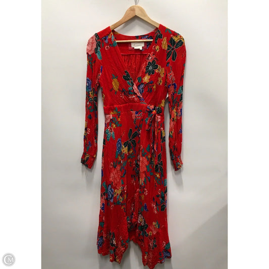 Dress Casual Midi By Anthropologie In Red, Size: 4