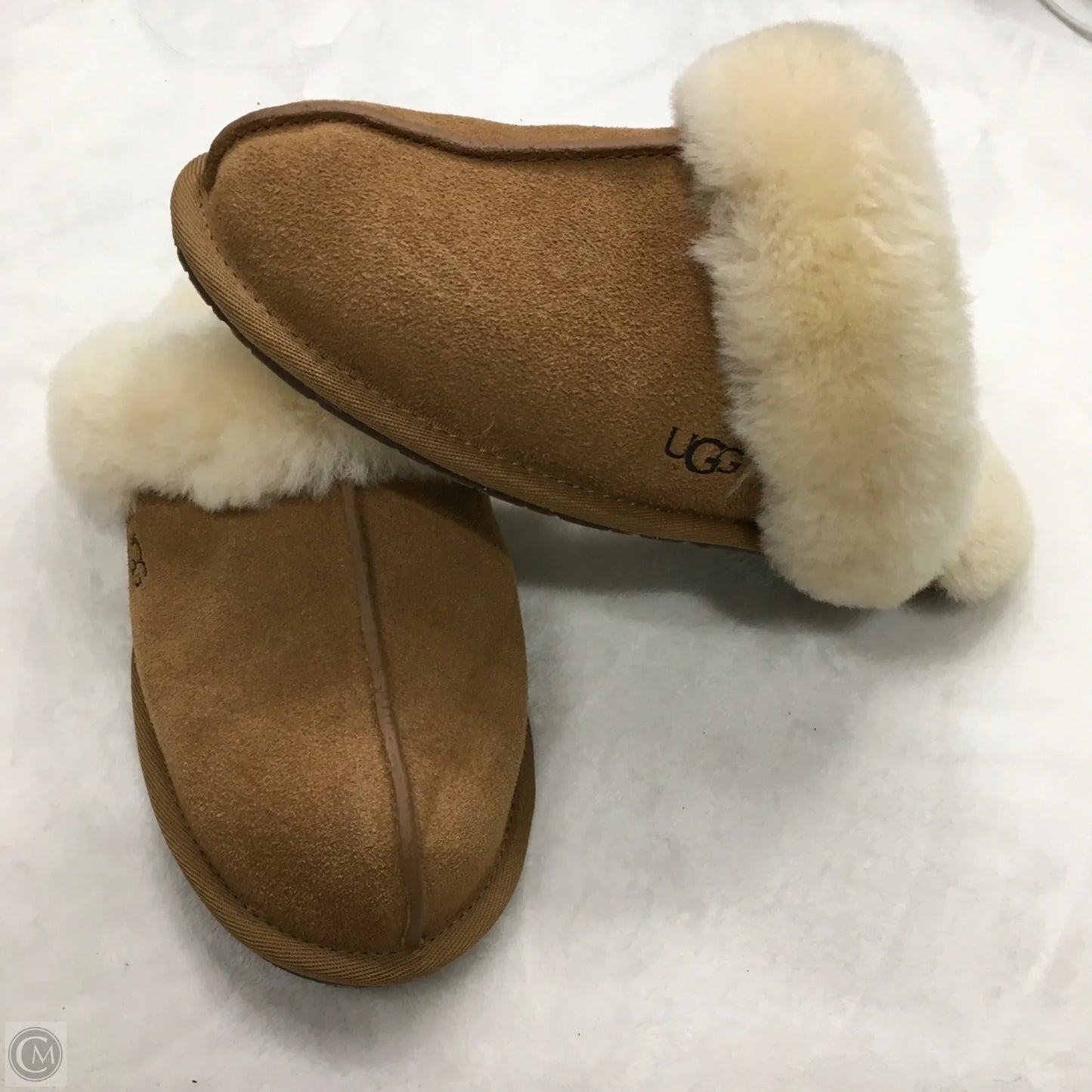 Slippers Designer By Ugg In Brown, Size: 7