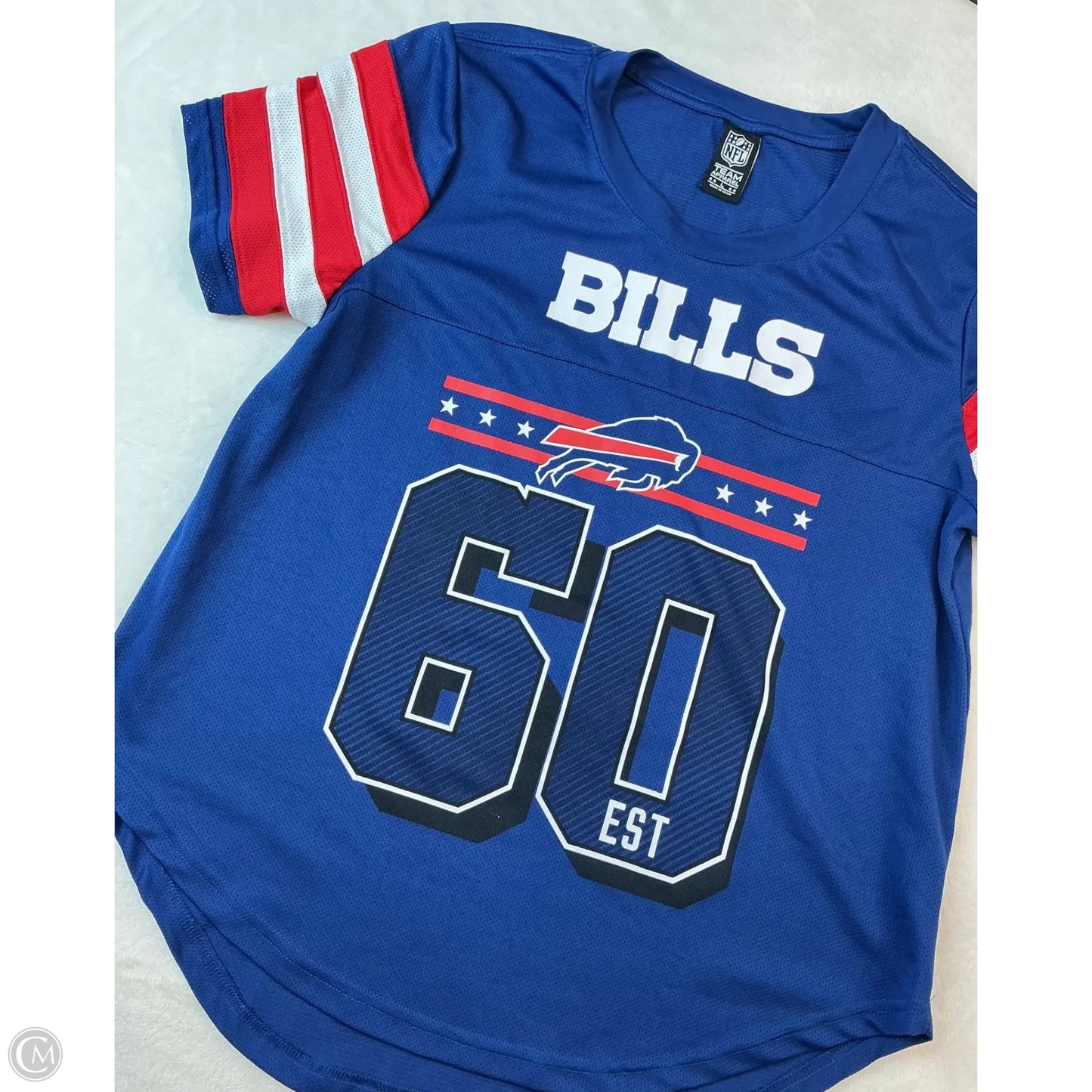 Top Short Sleeve By Nfl In Blue & White, Size: L