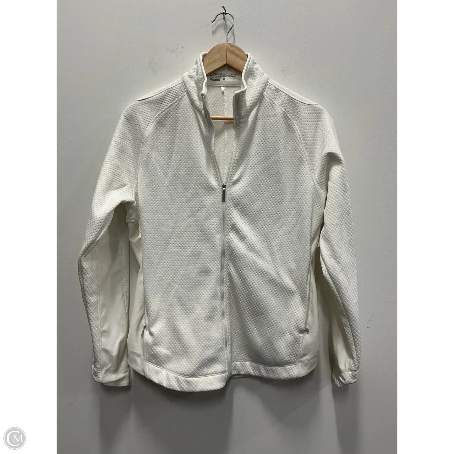 Athletic Jacket By Nike In White, Size: L