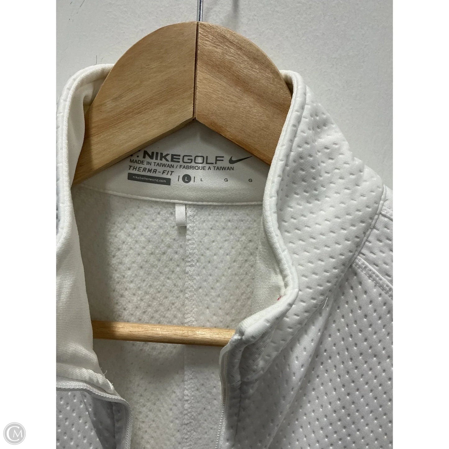 Athletic Jacket By Nike In White, Size: L
