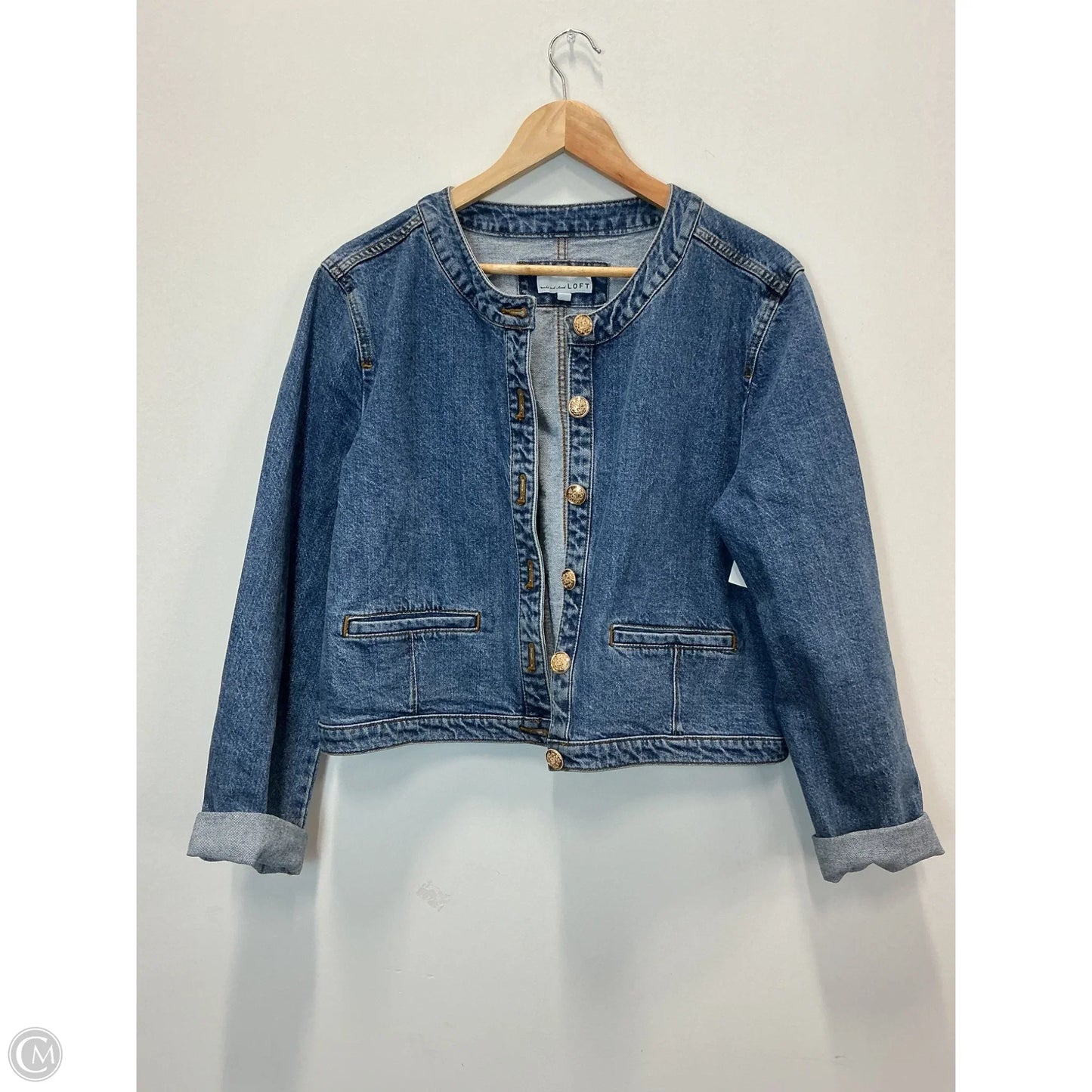 Jacket Denim By Loft In Blue Denim, Size: L