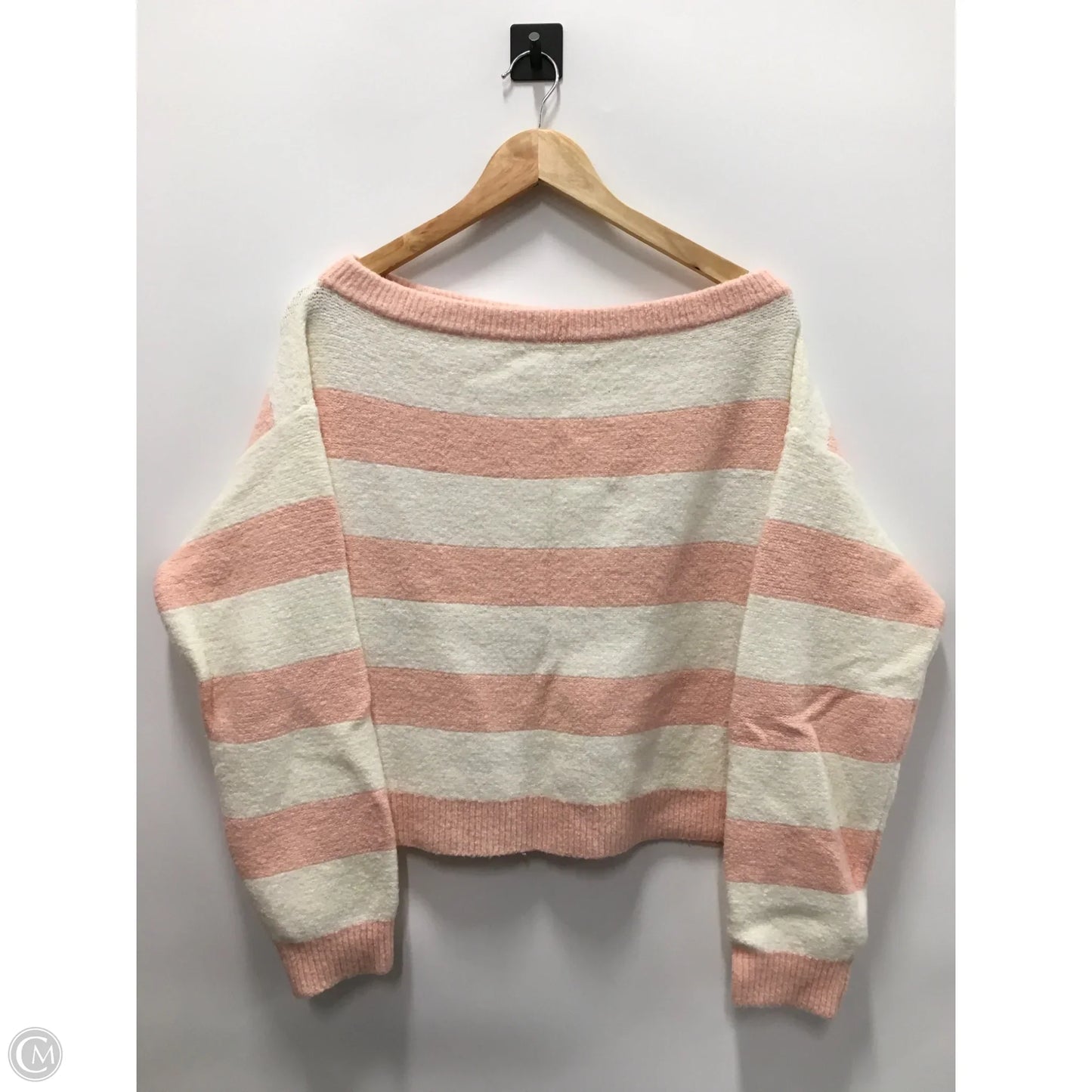 Sweater Designer By Alice + Olivia In Pink & White, Size: L