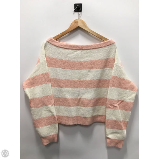 Sweater Designer By Alice + Olivia In Pink & White, Size: L