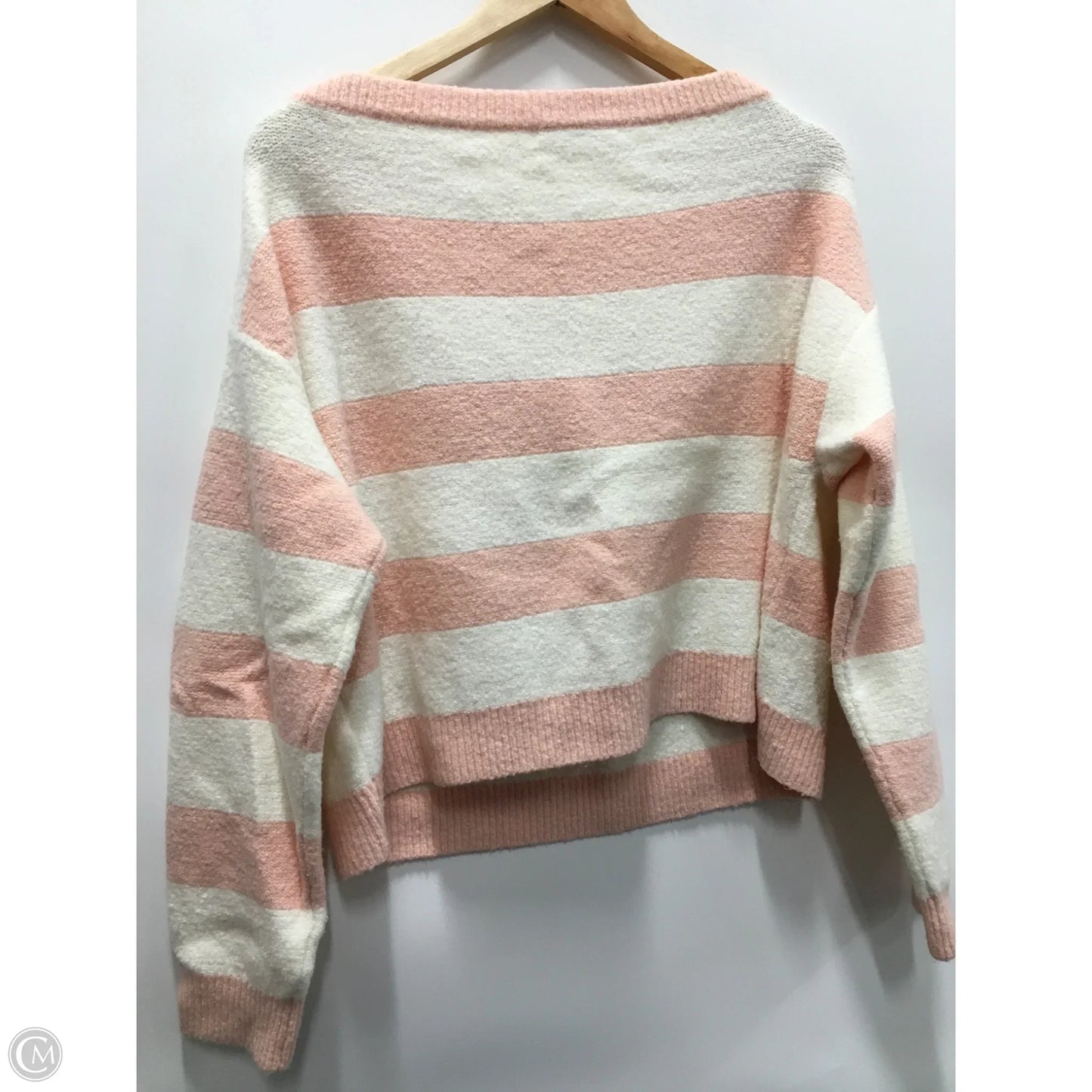 Sweater Designer By Alice + Olivia In Pink & White, Size: L