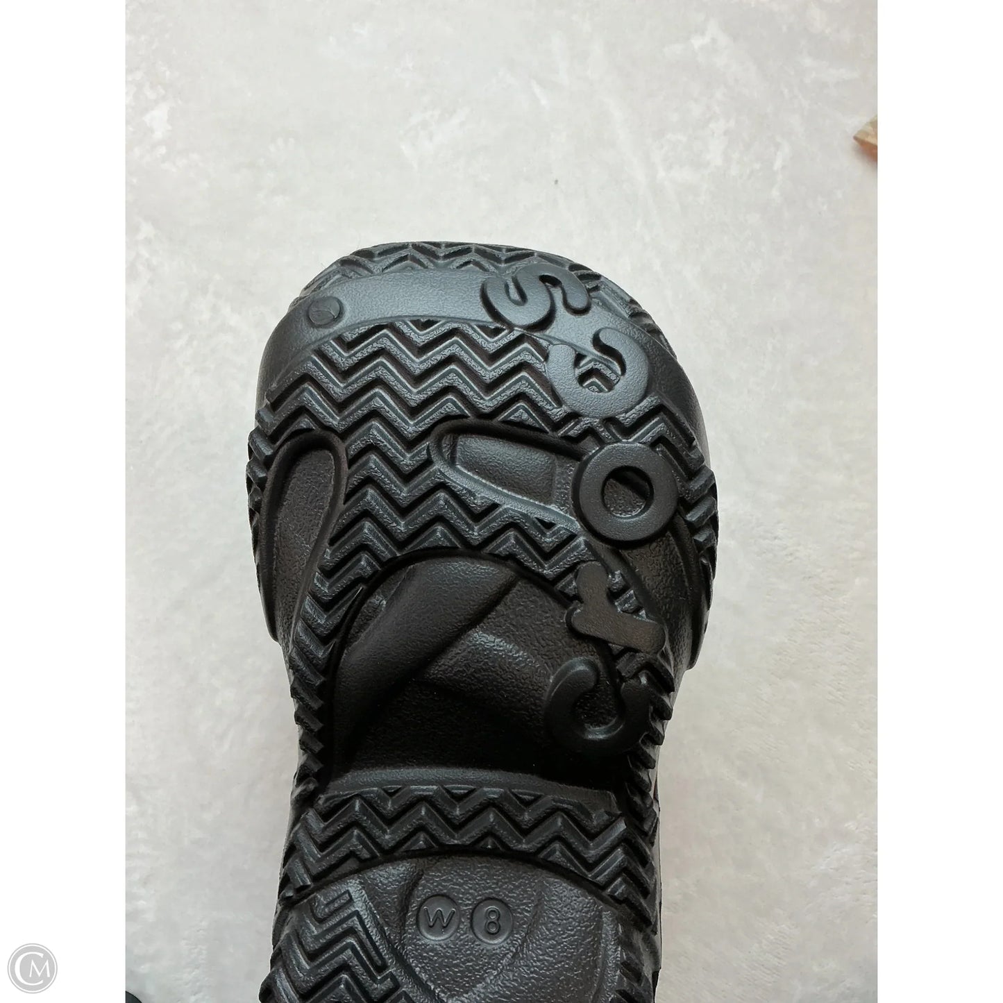 Sandals Heels Platform By Crocs In Black, Size: 8