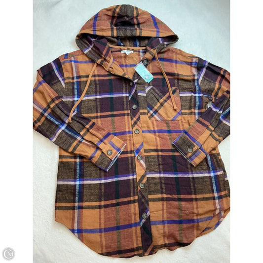 Top Long Sleeve By Maurices In Plaid Pattern, Size: S