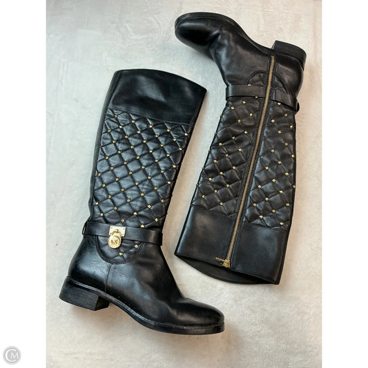 Boots Knee Flats By Michael By Michael Kors In Black & Gold, Size: 8.5