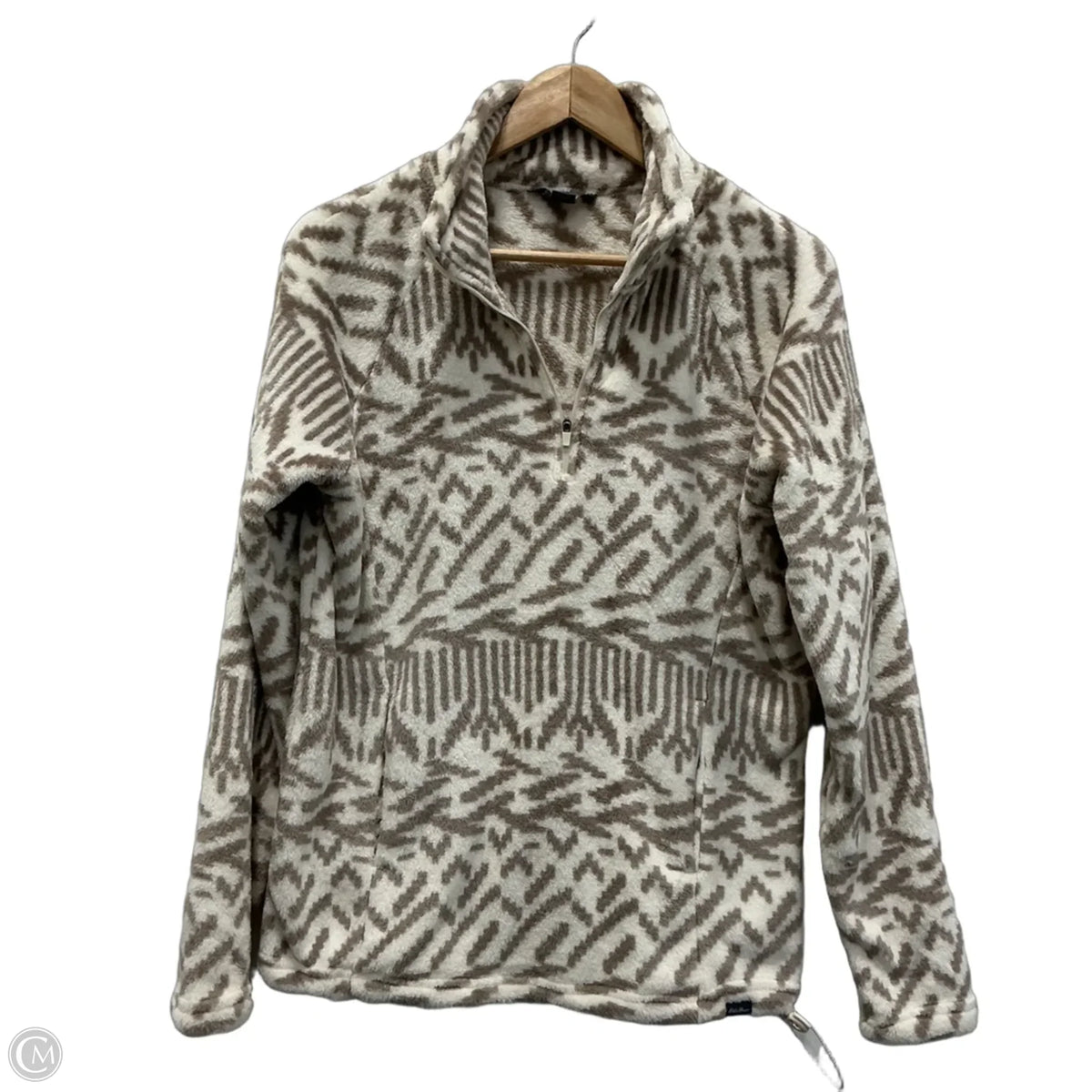 Jacket Fleece By Eddie Bauer In Grey & White, Size: M