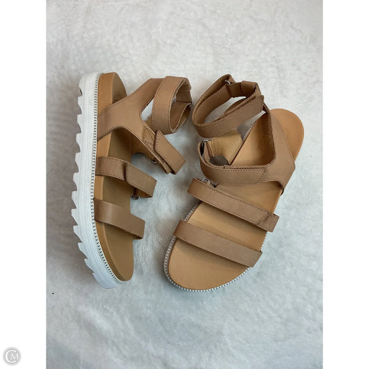 Sandals Flats By Sorel In Brown & White, Size: 8