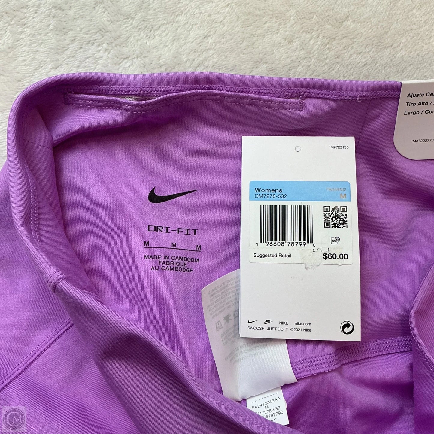 Athletic Leggings By Nike In Purple, Size: M