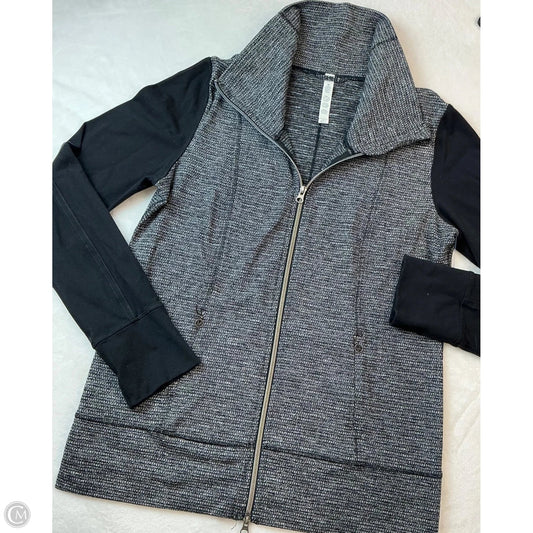 Athletic Jacket By Lululemon In Black & Grey, Size: 12