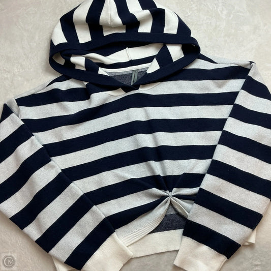 Sweatshirt Hoodie By Anthropologie In Blue & White, Size: L