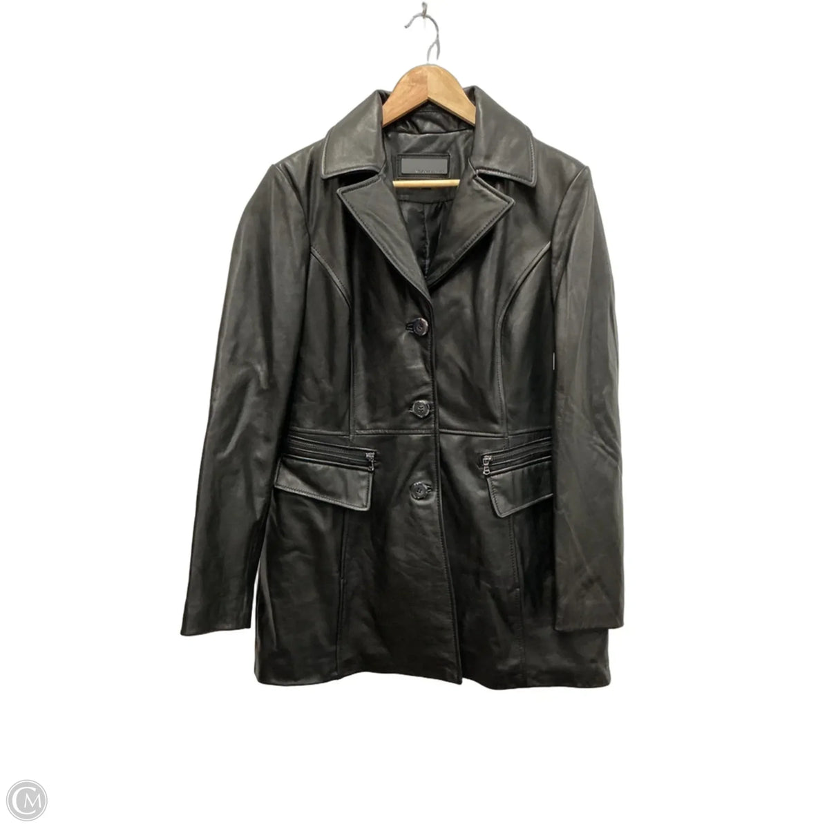Coat Leather By Wilsons Leather In Black, Size: L