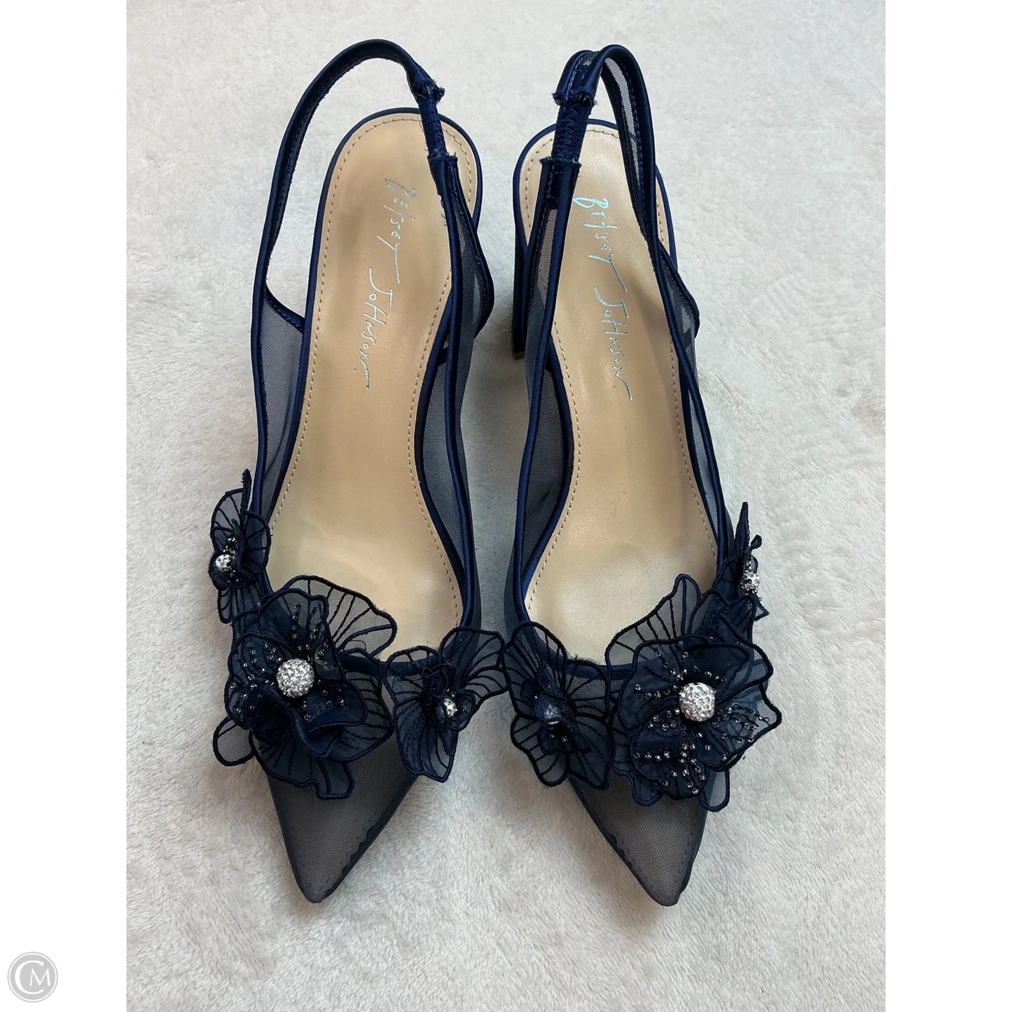 Sandals Heels Block By Betsey Johnson In Navy, Size: 8.5