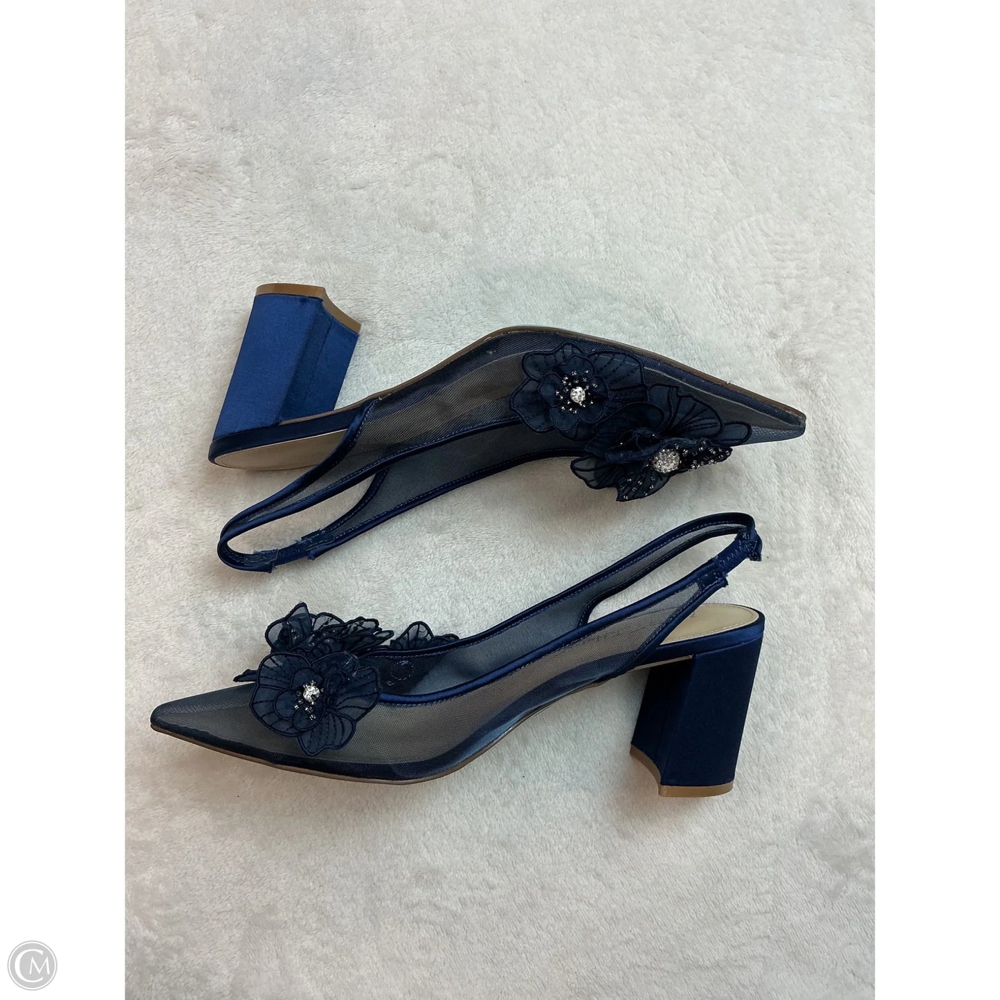 Sandals Heels Block By Betsey Johnson In Navy, Size: 8.5