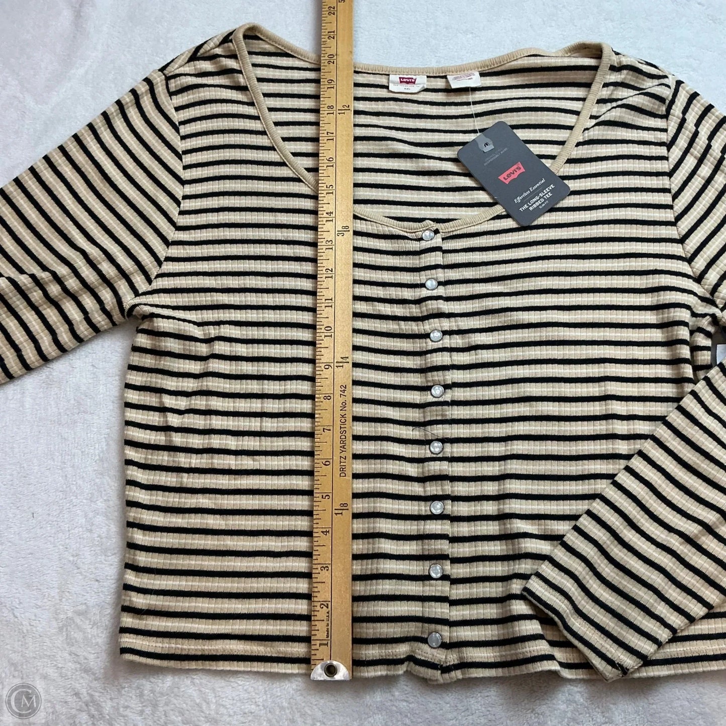 Top Long Sleeve Basic By Levis In Striped Pattern, Size: Xxl