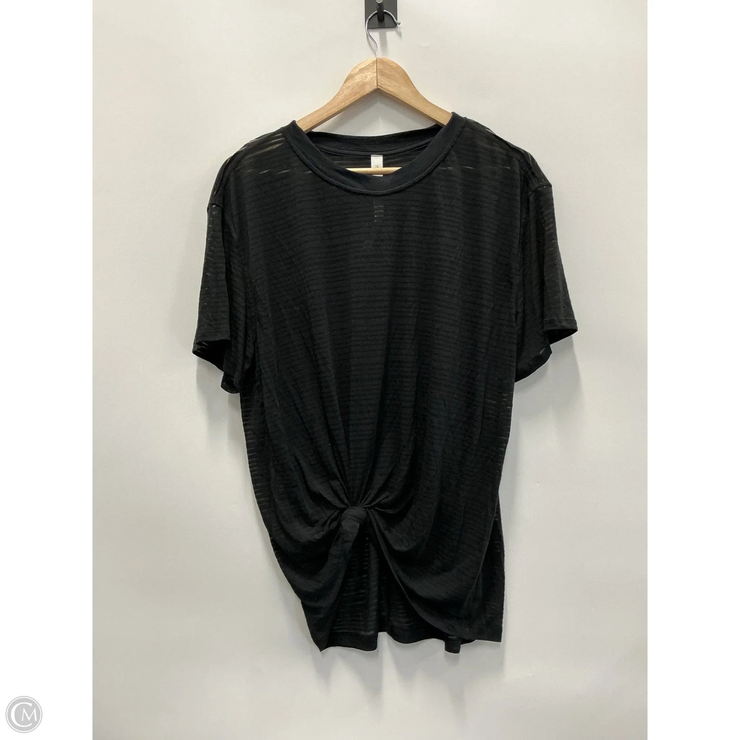 Athletic Top Short Sleeve By Lululemon In Black, Size: L