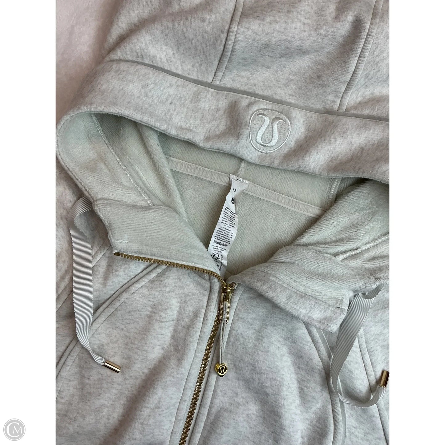 Athletic Sweatshirt Hoodie By Lululemon In Grey, Size: 12