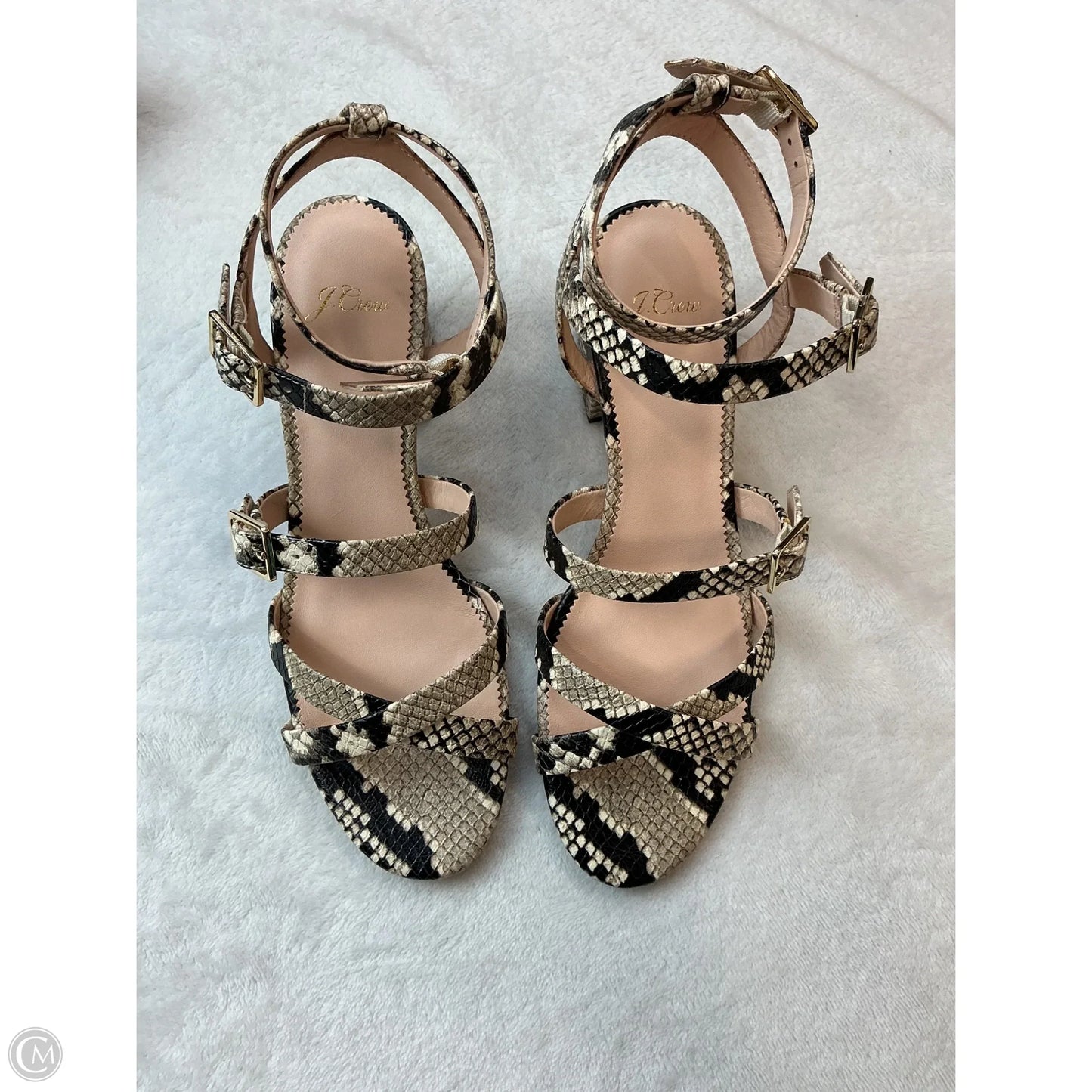Sandals Heels Block By J. Crew In Snakeskin Print, Size: 8