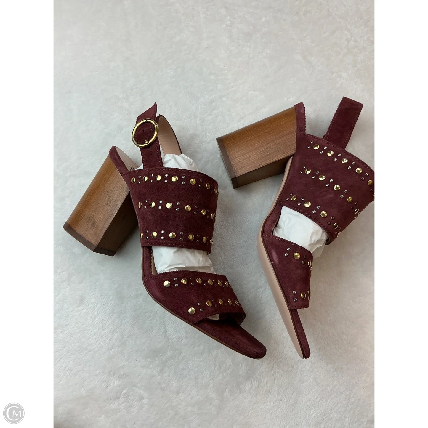 Sandals Heels Block By J. Crew In Maroon, Size: 8
