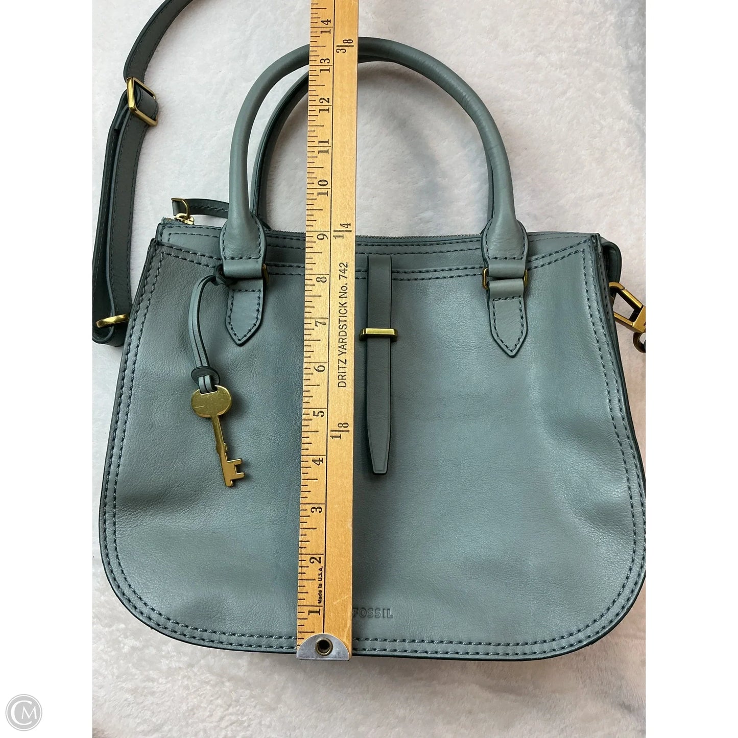 Handbag Leather By Fossil, Size: Medium