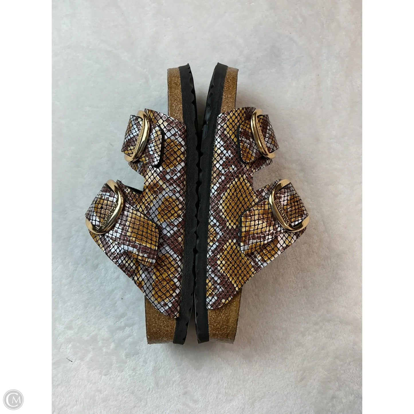 Sandals Flats By Birkenstock In Snakeskin Print, Size: 7