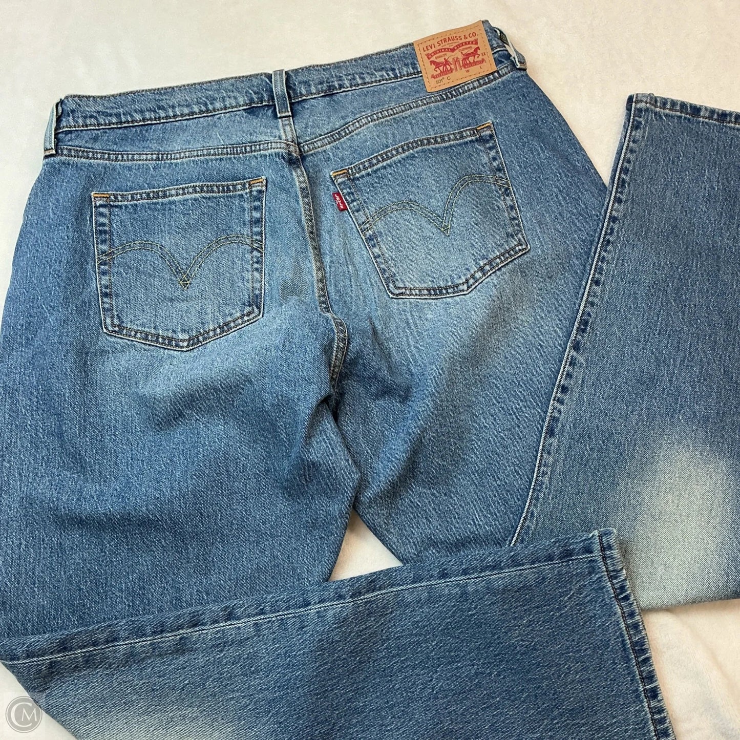 Jeans Straight By Levis In Blue Denim, Size: 12