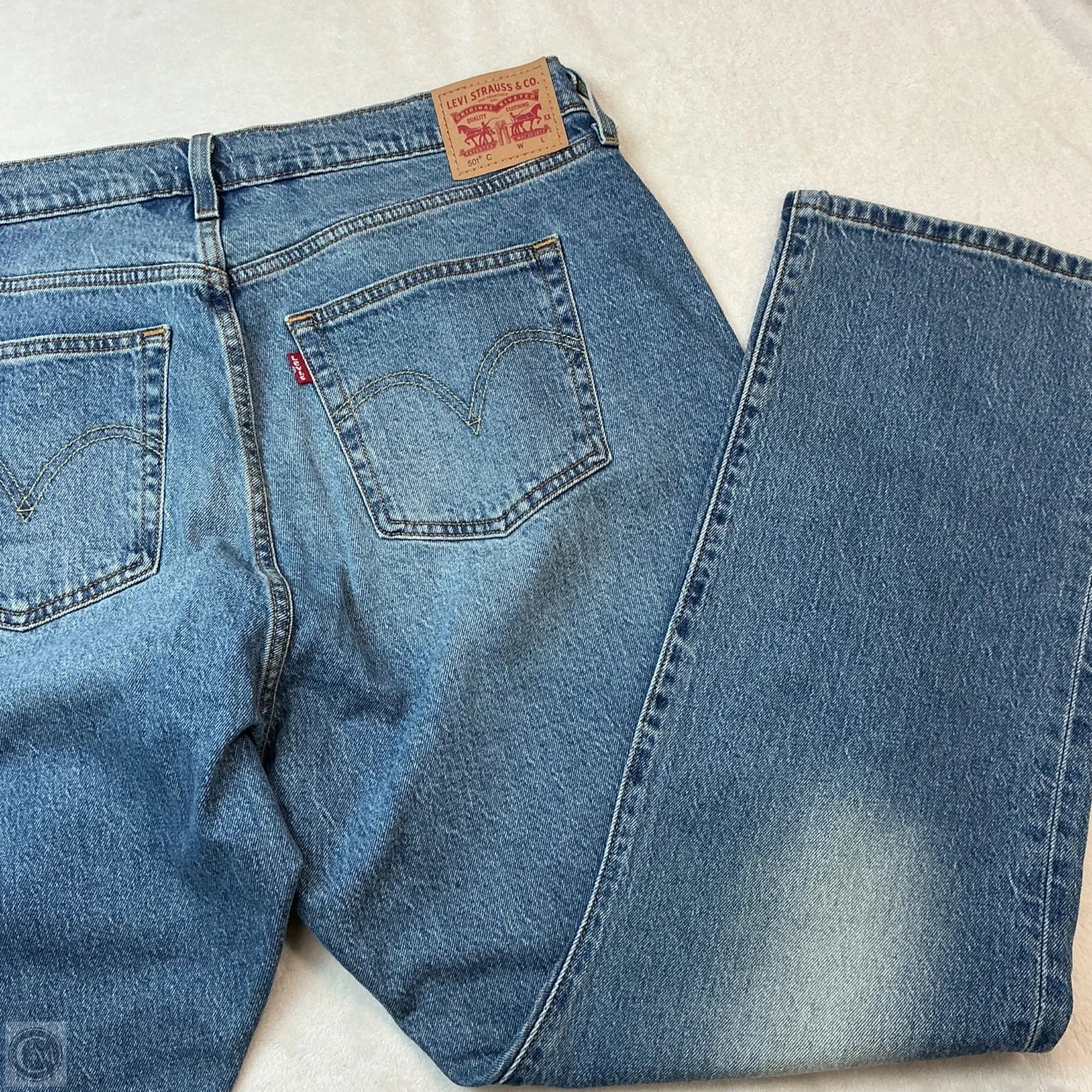 Jeans Straight By Levis In Blue Denim, Size: 12