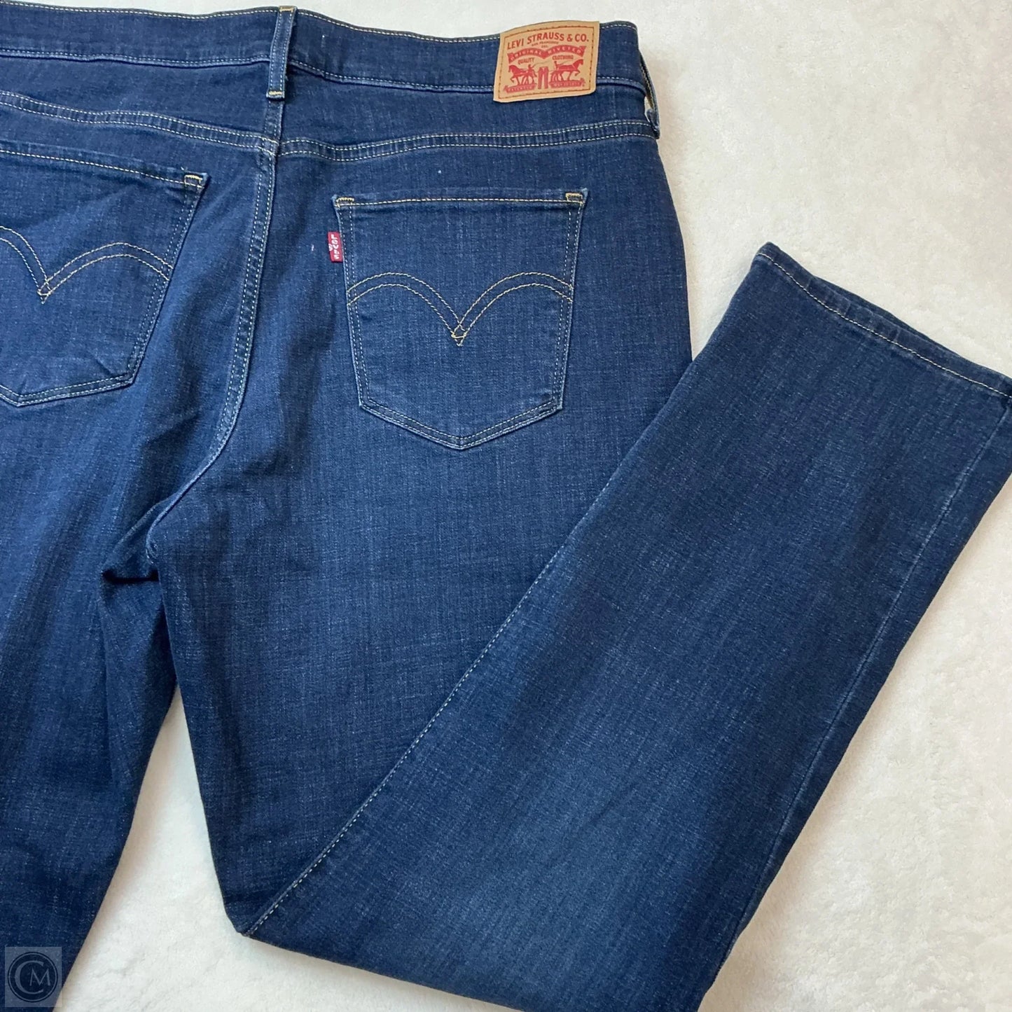 Jeans Straight By Levis In Blue Denim, Size: 16