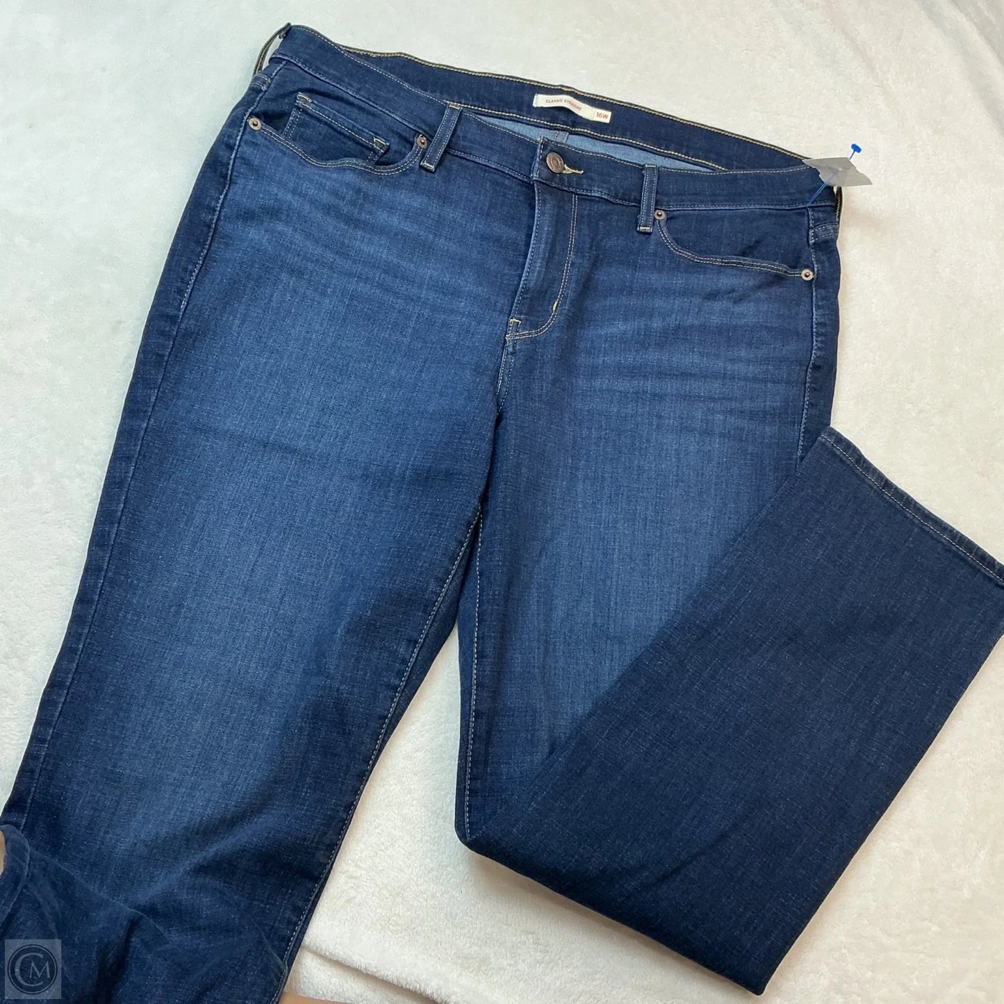 Jeans Straight By Levis In Blue Denim, Size: 16