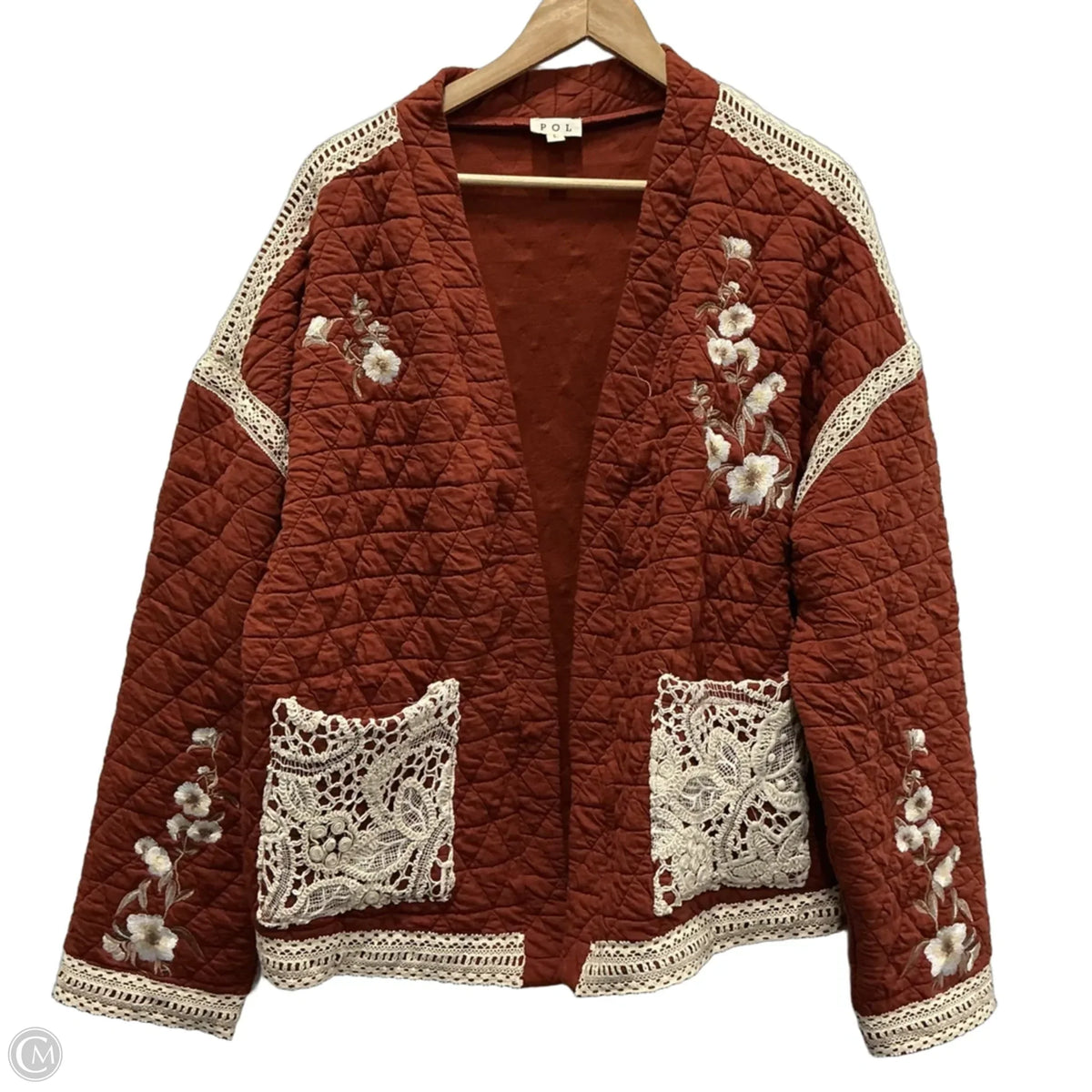 Jacket Puffer & Quilted By Pol In Orange, Size: L