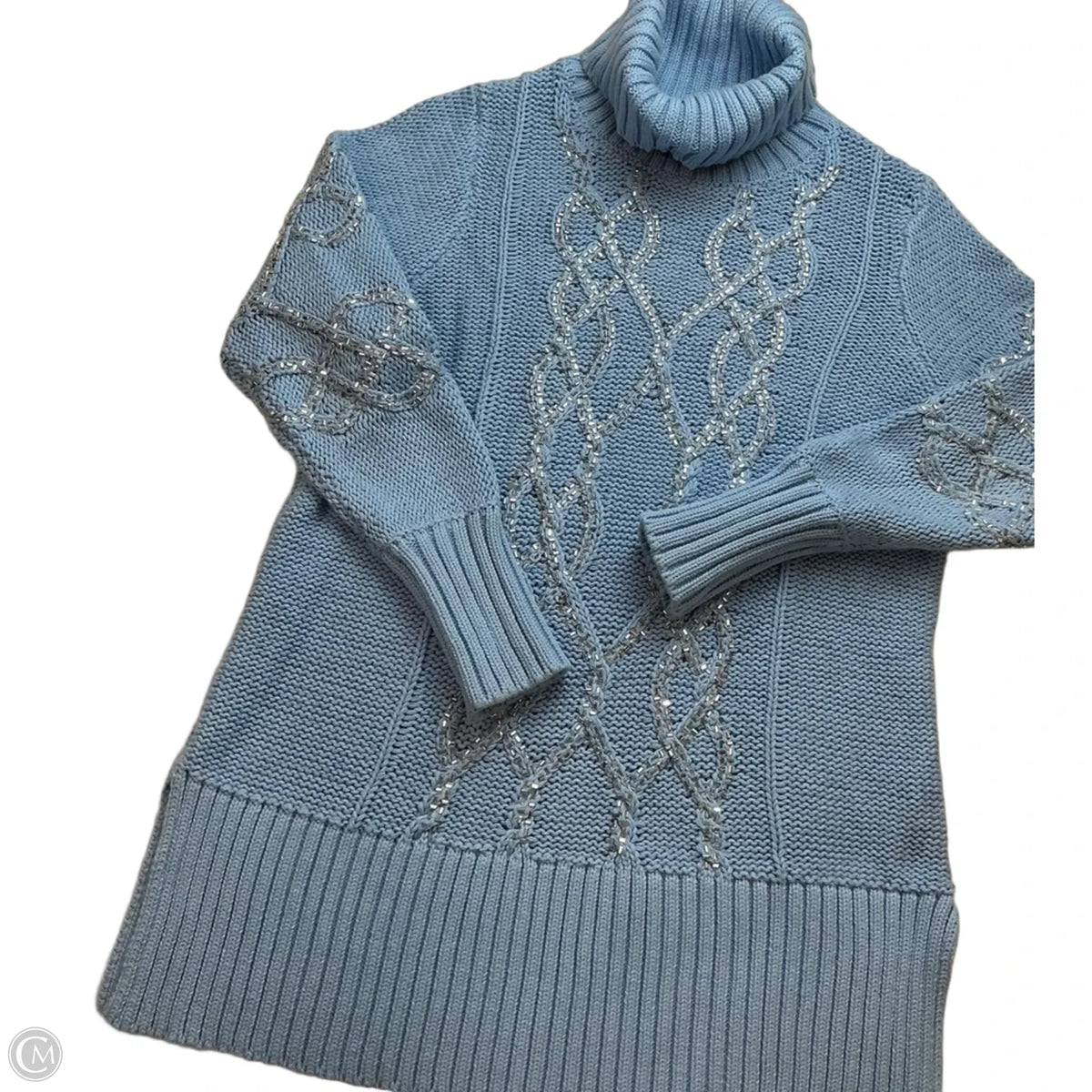 Sweater By Boston Proper In Blue & Silver, Size: M